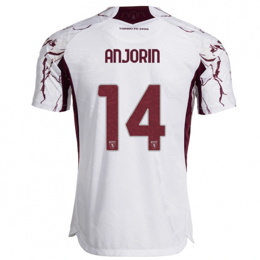 Danxen Herren Tino Anjorin #14 Weiß Burgunderrot Auswärtstrikot Trikot 2025/26 T-Shirt Österreich