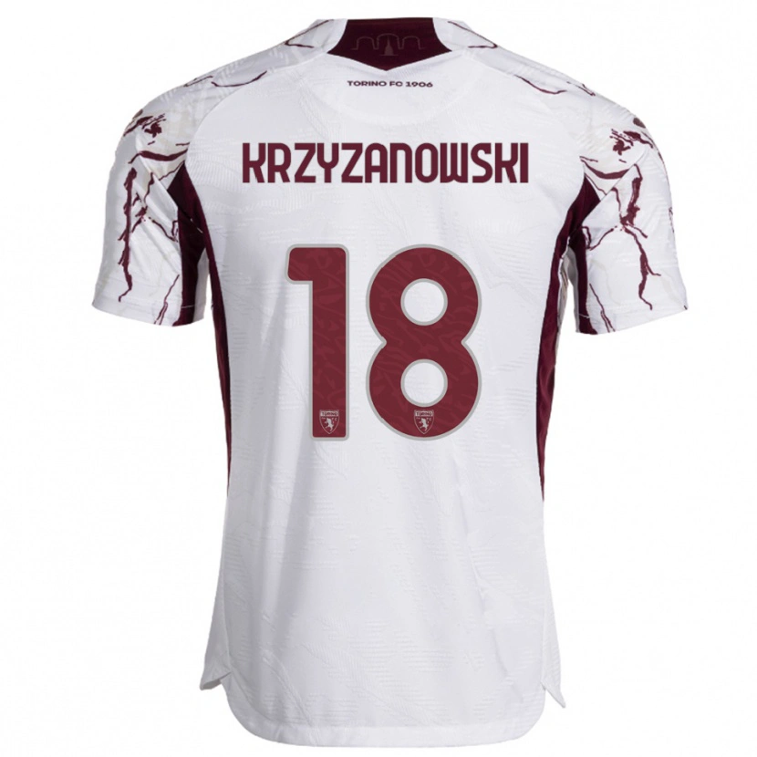 Danxen Herren Jakub Krzyzanowski #18 Weiß Burgunderrot Auswärtstrikot Trikot 2025/26 T-Shirt Österreich