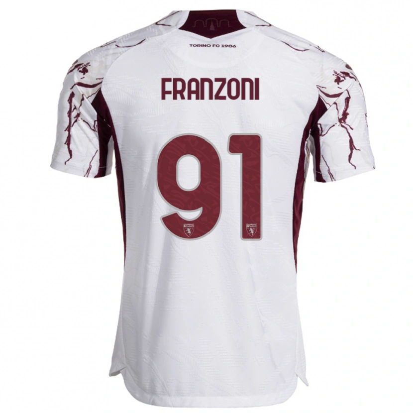 Danxen Herren Nicolò Franzoni #91 Weiß Burgunderrot Auswärtstrikot Trikot 2025/26 T-Shirt Österreich