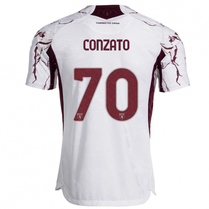 Danxen Herren Filippo Conzato #70 Weiß Burgunderrot Auswärtstrikot Trikot 2025/26 T-Shirt Österreich