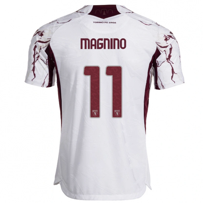 Danxen Herren Emanuele Magnino #11 Weiß Burgunderrot Auswärtstrikot Trikot 2025/26 T-Shirt Österreich