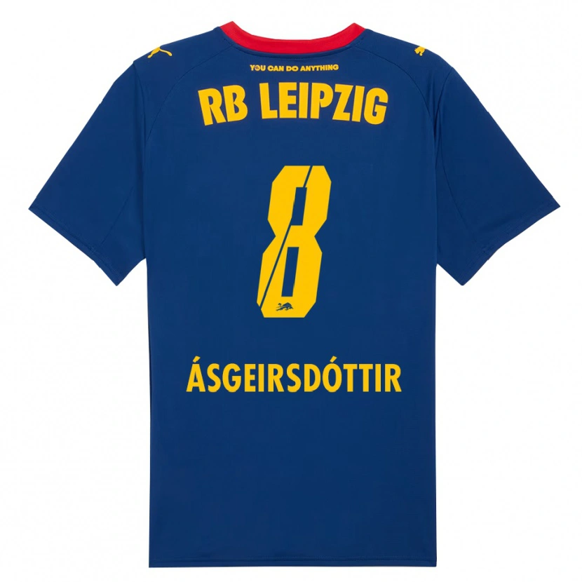 Danxen Herren Emilía Kiær Ásgeirsdóttir #8 Marineblau Rot Auswärtstrikot Trikot 2025/26 T-Shirt Österreich