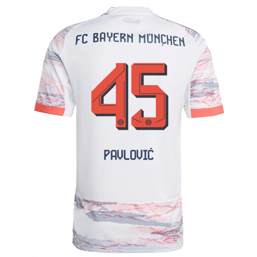 Danxen Herren Aleksandar Pavlovic #45 Weiß Grau Auswärtstrikot Trikot 2025/26 T-Shirt Österreich