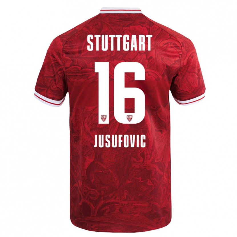 Danxen Herren Farah Jusufović #16 Rot Schwarz Auswärtstrikot Trikot 2025/26 T-Shirt Österreich