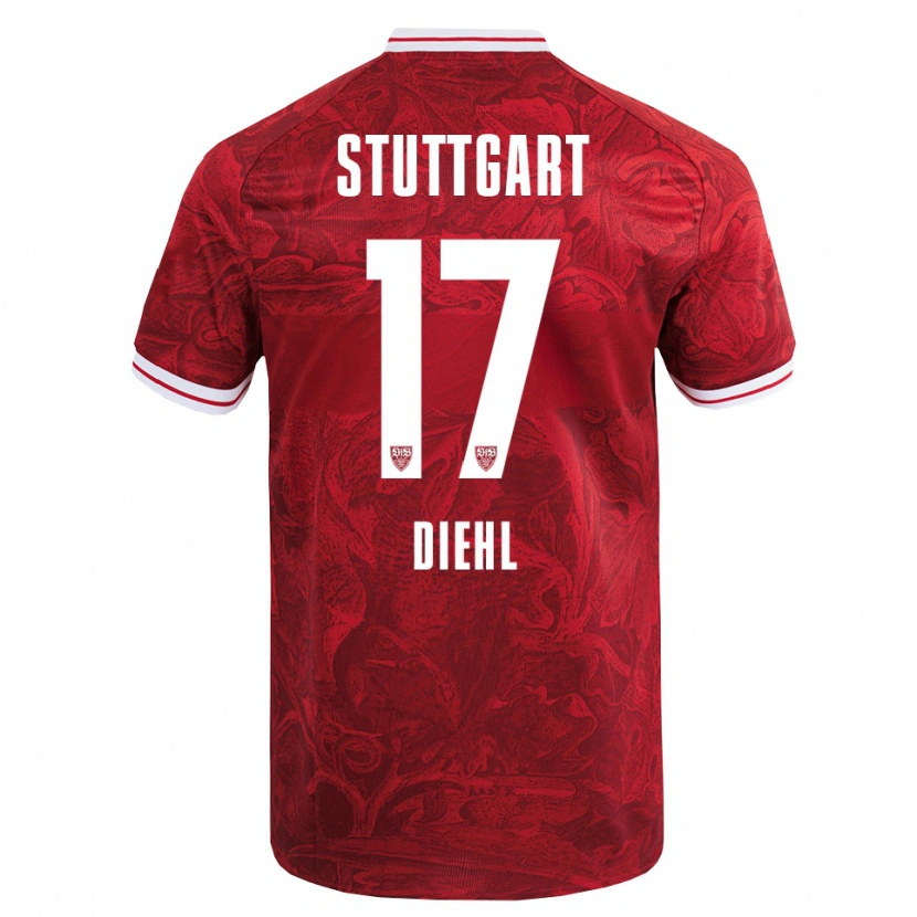 Danxen Herren Justin Diehl #17 Rot Schwarz Auswärtstrikot Trikot 2025/26 T-Shirt Österreich