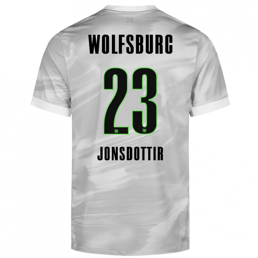 Danxen Herren Sveindís Jane Jónsdóttir #23 Grau Weiß Auswärtstrikot Trikot 2025/26 T-Shirt Österreich