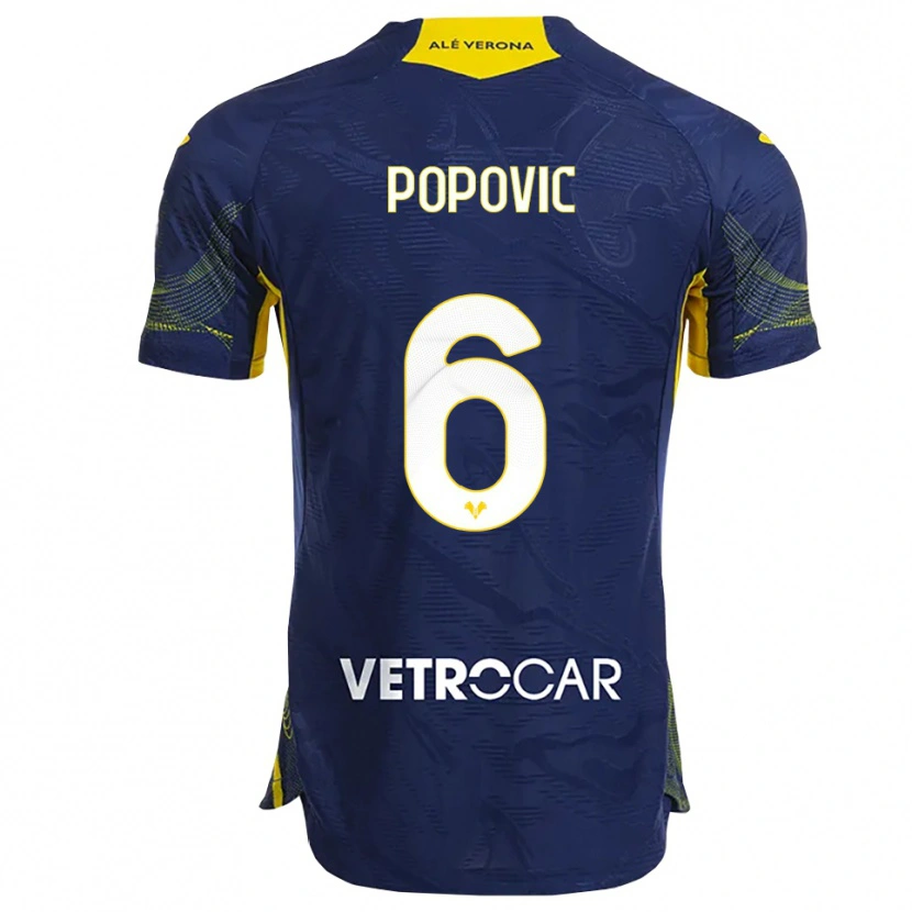Danxen Damen Andrej Popovic #6 Marineblau Gelb Heimtrikot Trikot 2025/26 T-Shirt Österreich