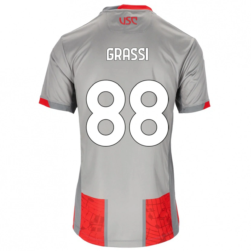 Danxen Damen Alberto Grassi #88 Rot Grau Heimtrikot Trikot 2025/26 T-Shirt Österreich