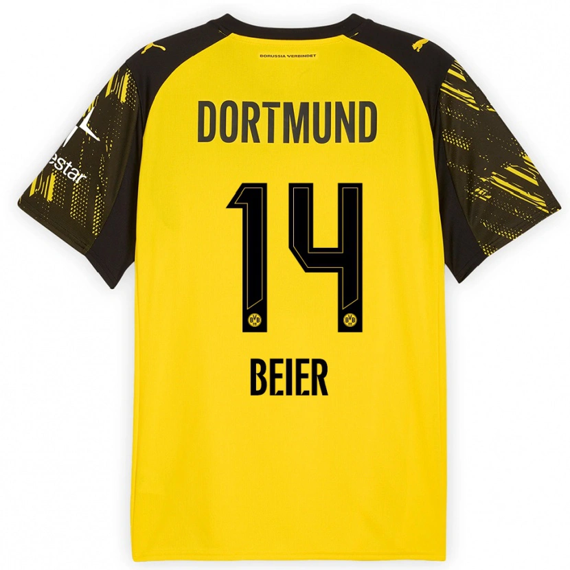 Danxen Damen Maximilian Beier #14 Gelb Schwarz Heimtrikot Trikot 2025/26 T-Shirt Österreich