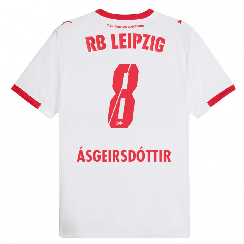 Danxen Damen Emilía Kiær Ásgeirsdóttir #8 Weiß Rot Heimtrikot Trikot 2025/26 T-Shirt Österreich