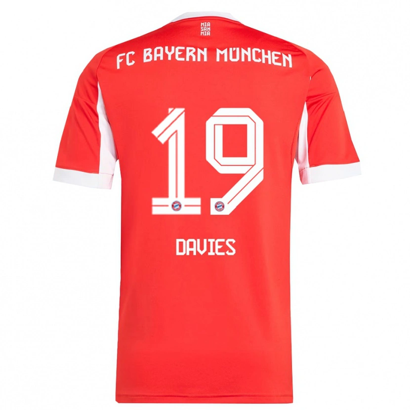 Danxen Damen Alphonso Davies #19 Rot Weiß Heimtrikot Trikot 2025/26 T-Shirt Österreich