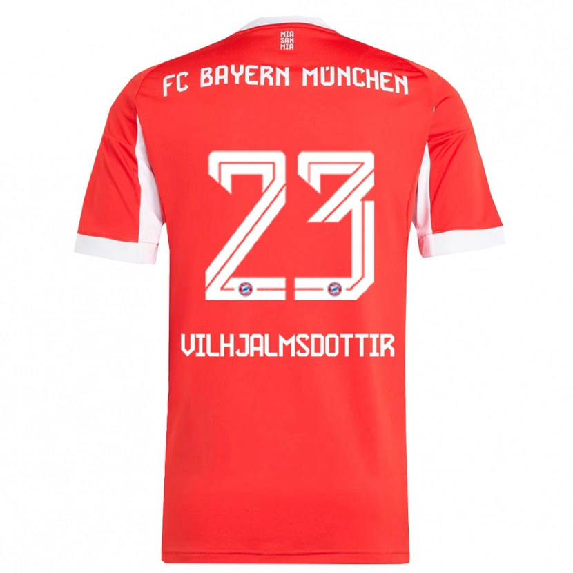 Danxen Damen Karolina Lea Vilhjalmsdottir #23 Rot Weiß Heimtrikot Trikot 2025/26 T-Shirt Österreich