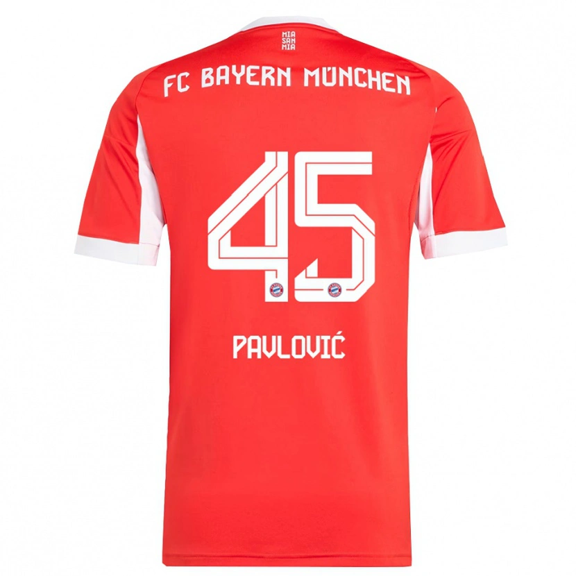 Danxen Damen Aleksandar Pavlovic #45 Rot Weiß Heimtrikot Trikot 2025/26 T-Shirt Österreich