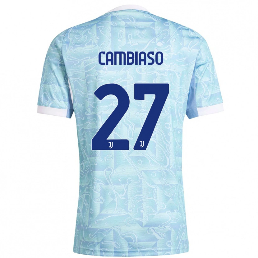 Danxen Damen Andrea Cambiaso #27 Himmelblau Gelb Auswärtstrikot Trikot 2025/26 T-Shirt Österreich