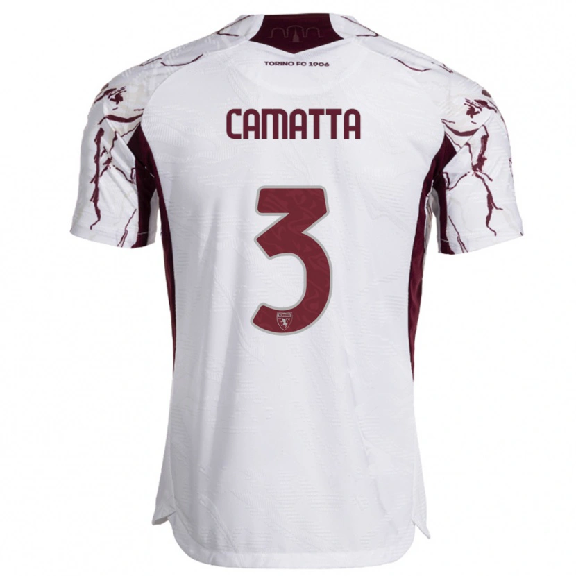 Danxen Damen Alessandro Camatta #3 Weiß Burgunderrot Auswärtstrikot Trikot 2025/26 T-Shirt Österreich