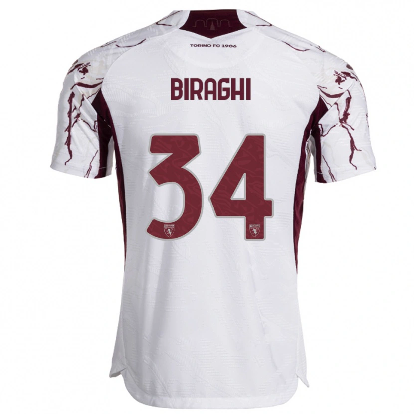 Danxen Damen Cristiano Biraghi #34 Weiß Burgunderrot Auswärtstrikot Trikot 2025/26 T-Shirt Österreich