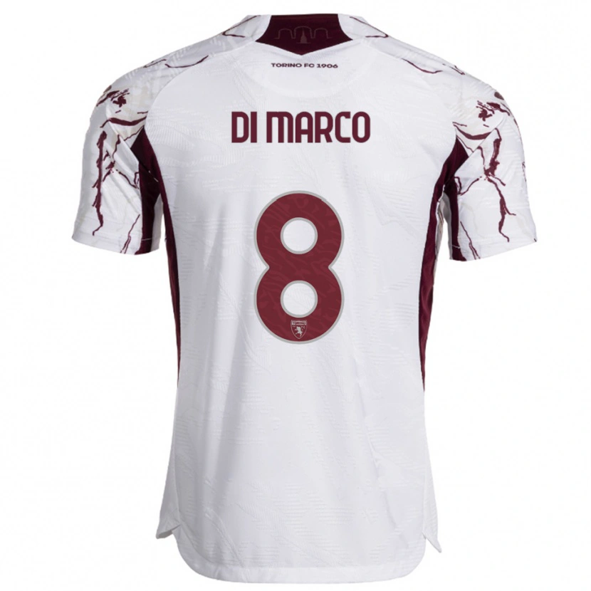 Danxen Damen Tommaso Di Marco #8 Weiß Burgunderrot Auswärtstrikot Trikot 2025/26 T-Shirt Österreich