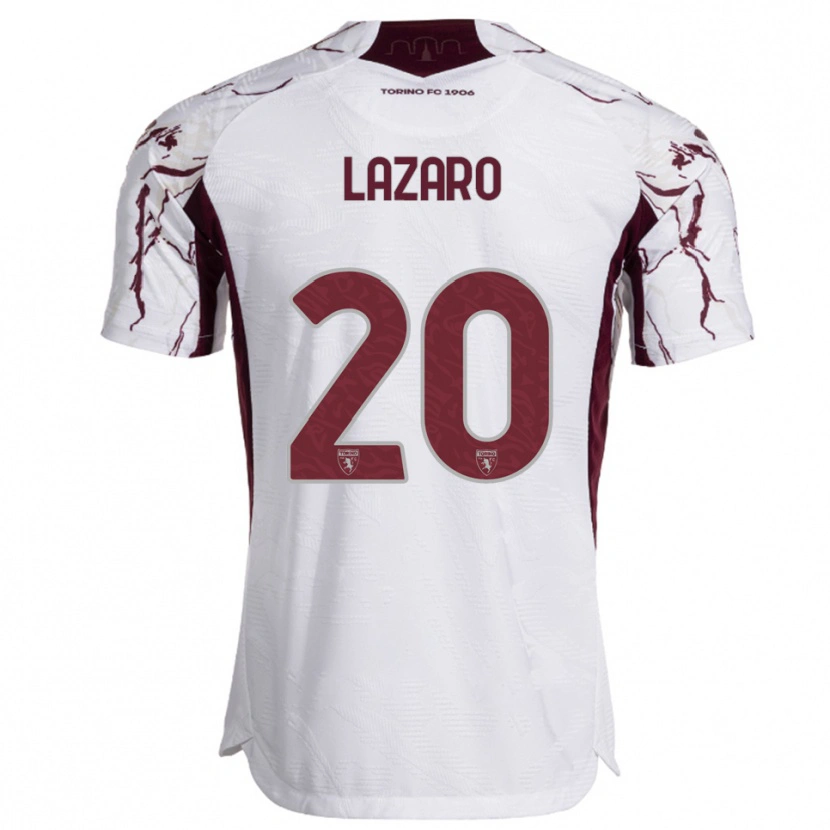 Danxen Damen Valentino Lazaro #20 Weiß Burgunderrot Auswärtstrikot Trikot 2025/26 T-Shirt Österreich