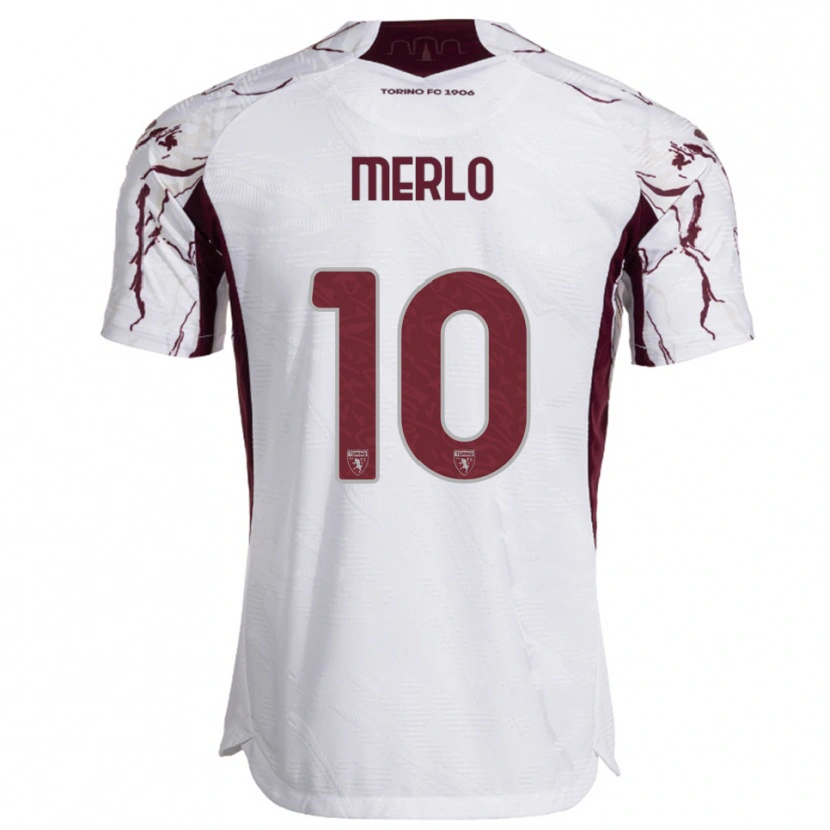 Danxen Damen Mattia Merlo #10 Weiß Burgunderrot Auswärtstrikot Trikot 2025/26 T-Shirt Österreich