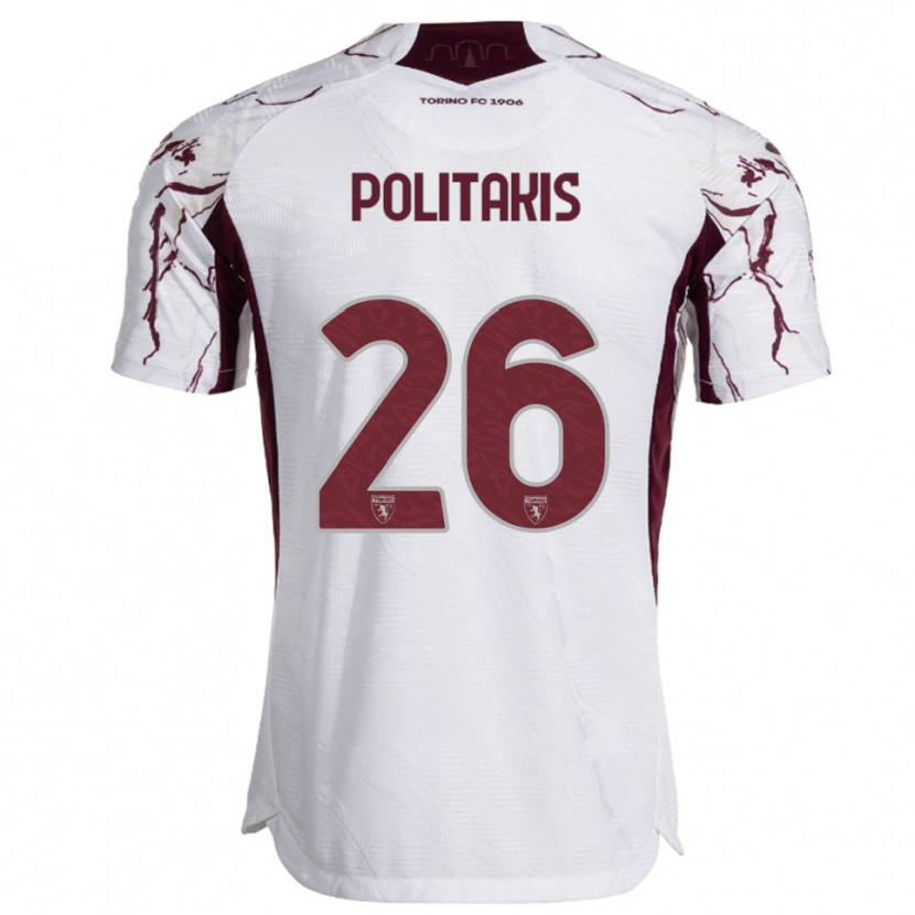 Danxen Damen Grigorios Politakis #26 Weiß Burgunderrot Auswärtstrikot Trikot 2025/26 T-Shirt Österreich