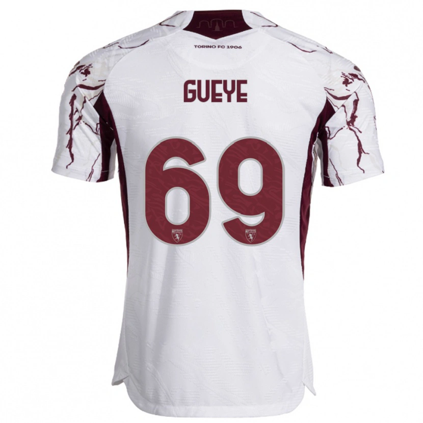 Danxen Damen Ousmane Gueye #69 Weiß Burgunderrot Auswärtstrikot Trikot 2025/26 T-Shirt Österreich