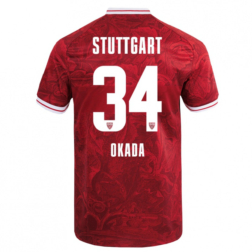 Danxen Damen Rei Okada #34 Rot Schwarz Auswärtstrikot Trikot 2025/26 T-Shirt Österreich