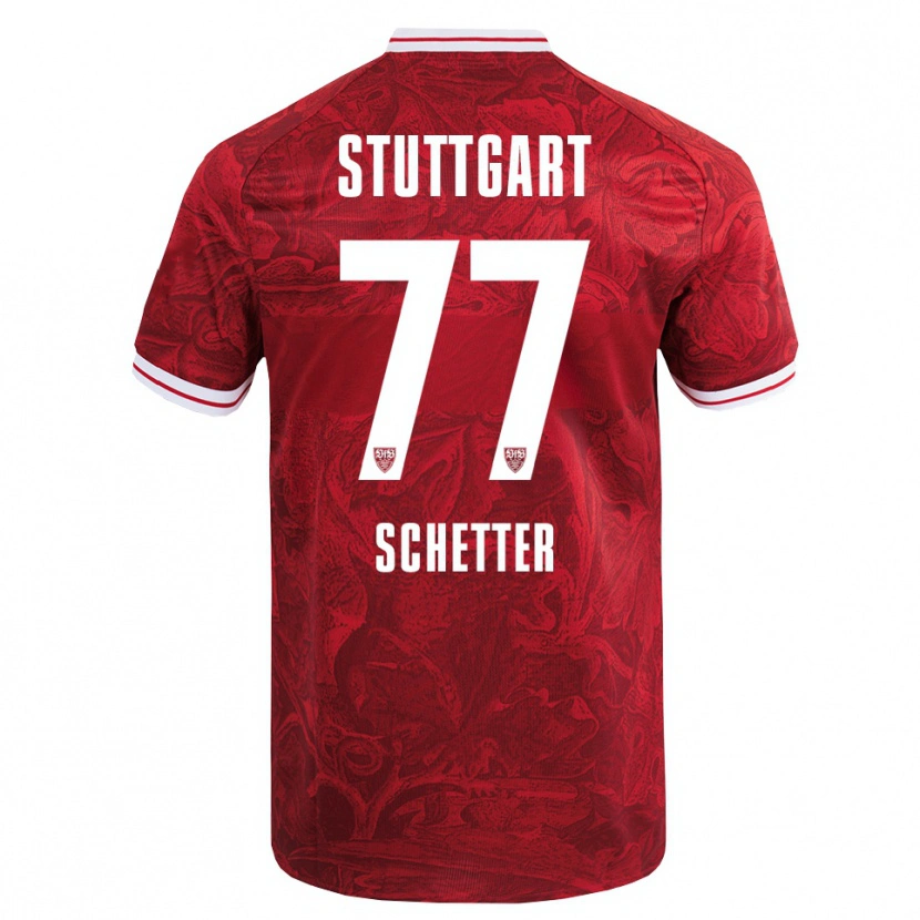 Danxen Damen Leonie Schetter #77 Rot Schwarz Auswärtstrikot Trikot 2025/26 T-Shirt Österreich