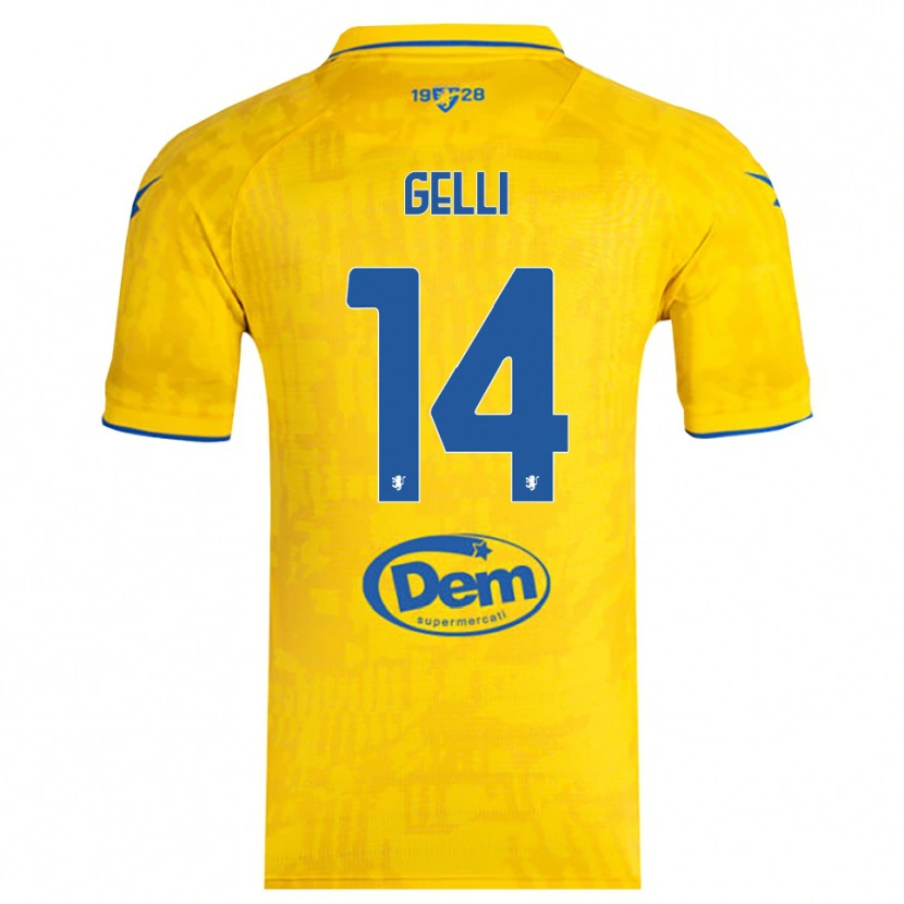Danxen Kinder Francesco Gelli #14 Gelb Blau Heimtrikot Trikot 2025/26 T-Shirt Österreich