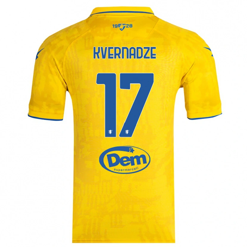 Danxen Kinder Giorgi Kvernadze #17 Gelb Blau Heimtrikot Trikot 2025/26 T-Shirt Österreich