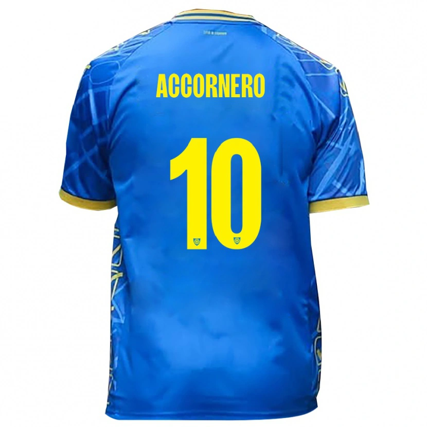 Danxen Kinder Federico Accornero #10 Himmelblau Gelb Heimtrikot Trikot 2025/26 T-Shirt Österreich