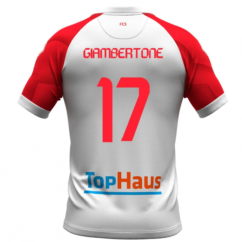 Danxen Kinder Fabio Giambertone #17 Weiß Rot Heimtrikot Trikot 2025/26 T-Shirt Österreich