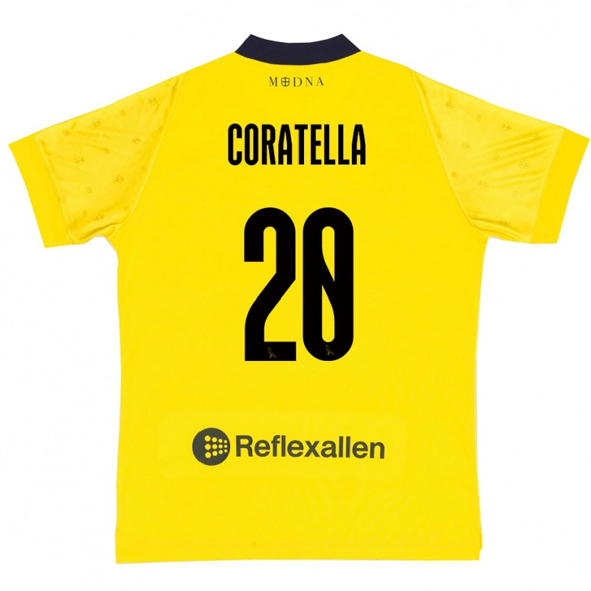 Danxen Kinder Fabio Coratella #20 Gelb Marineblau Heimtrikot Trikot 2025/26 T-Shirt Österreich