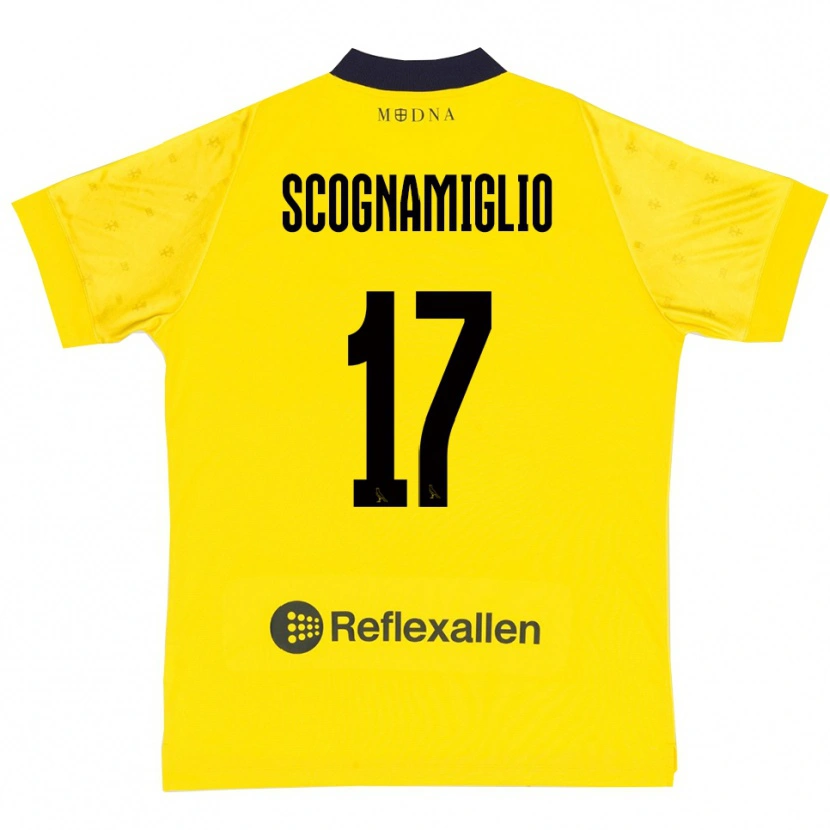 Danxen Kinder Giuseppe Scognamiglio #17 Gelb Marineblau Heimtrikot Trikot 2025/26 T-Shirt Österreich