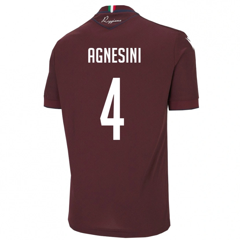 Danxen Kinder Alessandro Agnesini #4 Burgund Weiß Heimtrikot Trikot 2025/26 T-Shirt Österreich