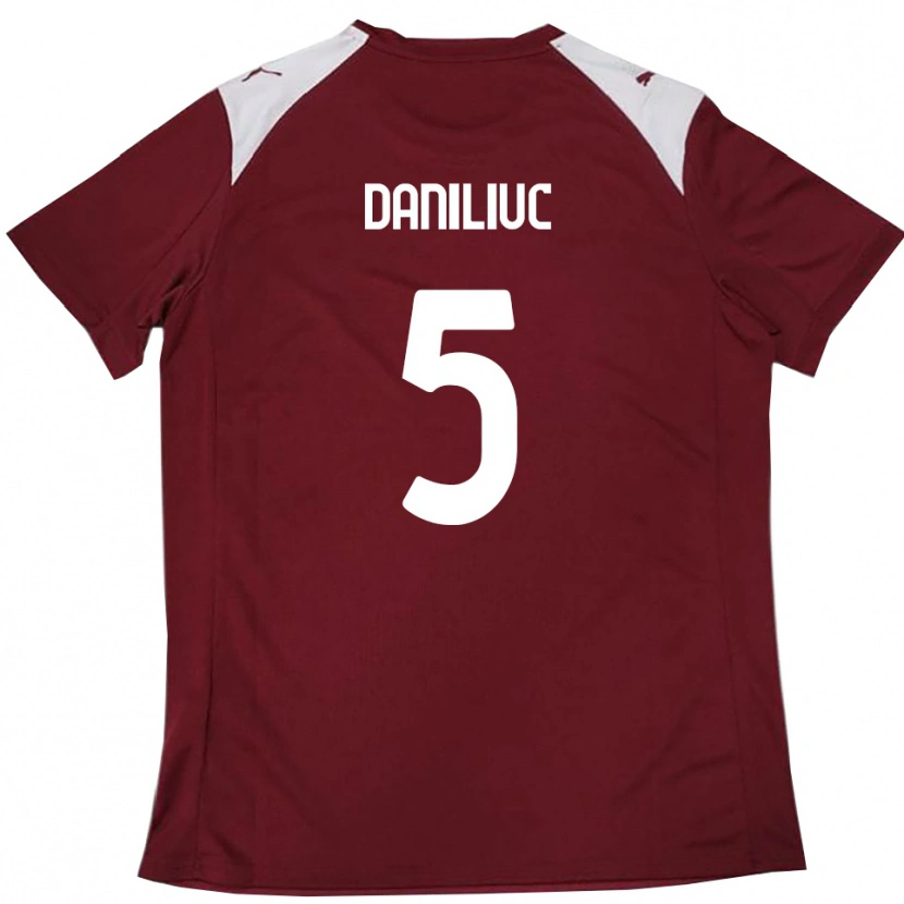 Danxen Kinder Flavius Daniliuc #5 Burgunderrot Weiß Heimtrikot Trikot 2025/26 T-Shirt Österreich