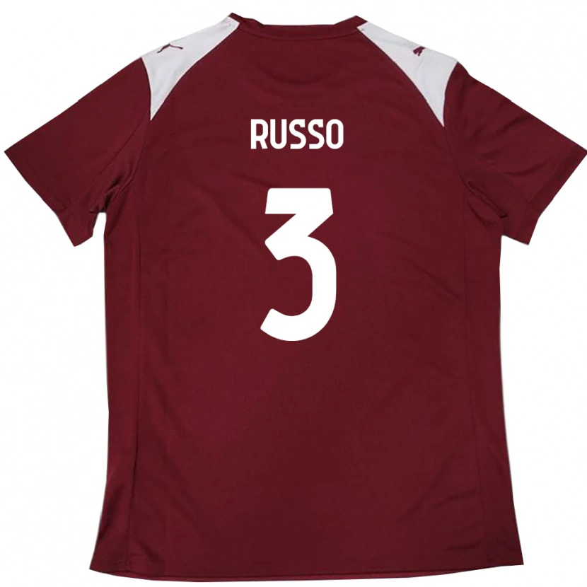 Danxen Kinder Mattia Russo #3 Burgunderrot Weiß Heimtrikot Trikot 2025/26 T-Shirt Österreich