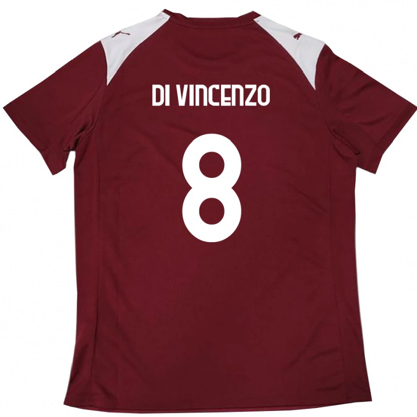Danxen Kinder Edoardo Di Vincenzo #8 Burgunderrot Weiß Heimtrikot Trikot 2025/26 T-Shirt Österreich