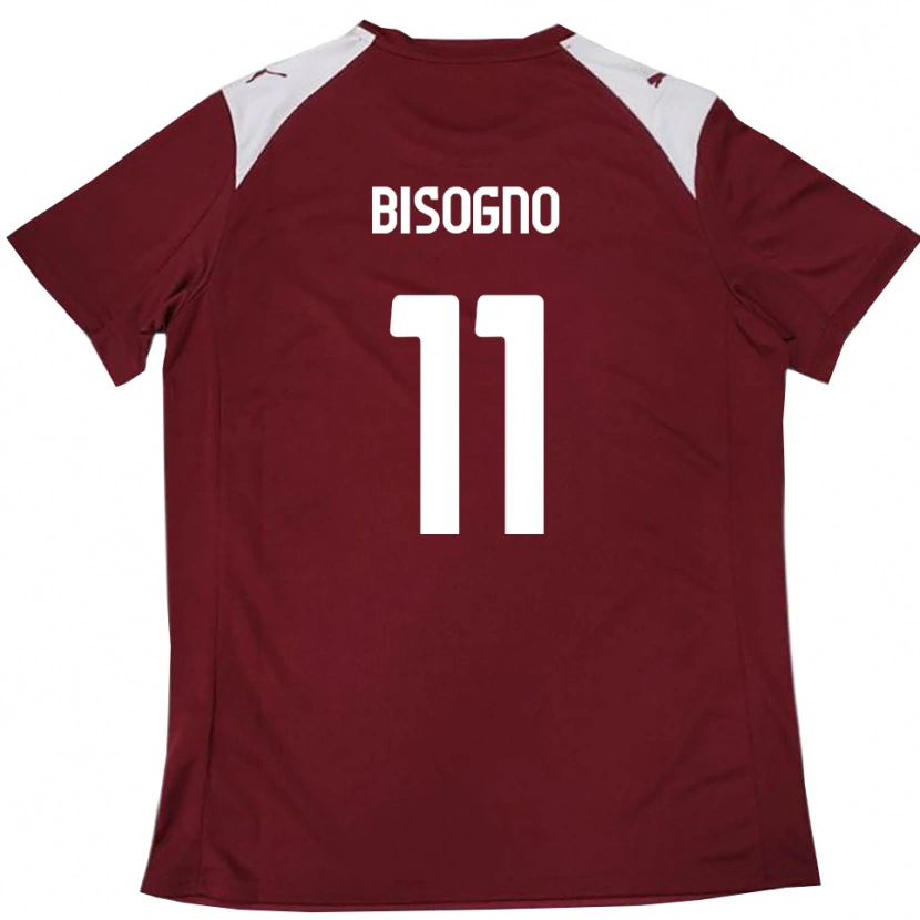 Danxen Kinder Davide Bisogno #11 Burgunderrot Weiß Heimtrikot Trikot 2025/26 T-Shirt Österreich