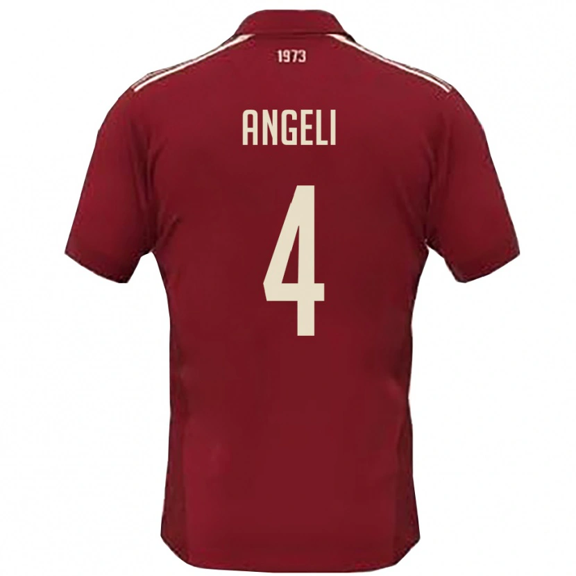 Danxen Kinder Matteo Angeli #4 Burgunderrot Weiß Heimtrikot Trikot 2025/26 T-Shirt Österreich