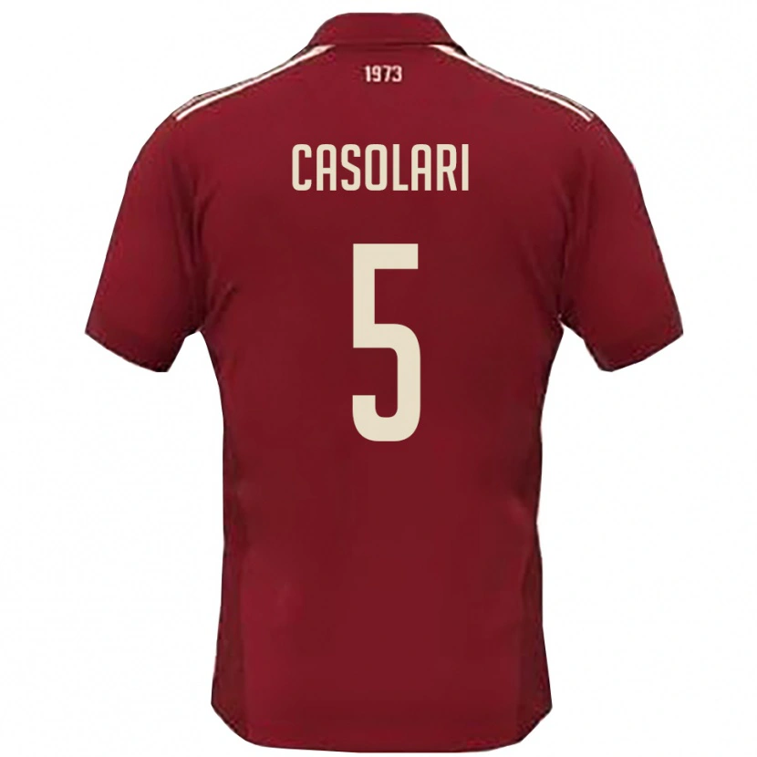 Danxen Kinder Federico Casolari #5 Burgunderrot Weiß Heimtrikot Trikot 2025/26 T-Shirt Österreich