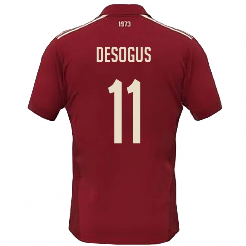 Danxen Kinder Jacopo Desogus #11 Burgunderrot Weiß Heimtrikot Trikot 2025/26 T-Shirt Österreich