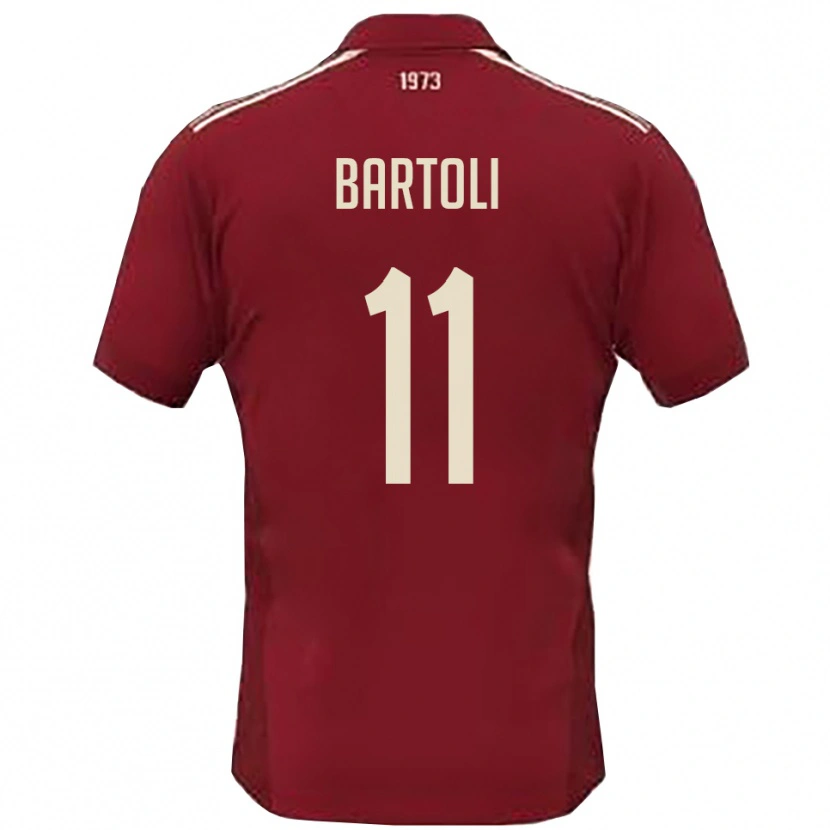 Danxen Kinder Emanuele Bartoli #11 Burgunderrot Weiß Heimtrikot Trikot 2025/26 T-Shirt Österreich