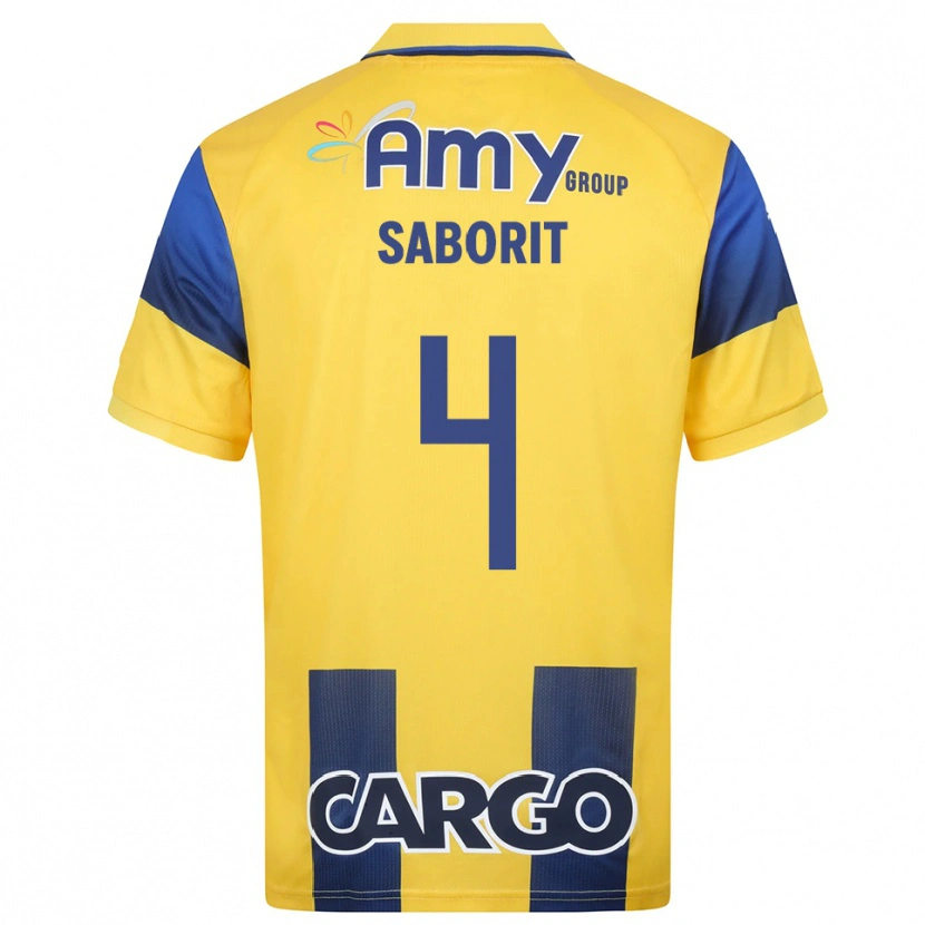 Danxen Kinder Enric Saborit #4 Gelb Marineblau Heimtrikot Trikot 2025/26 T-Shirt Österreich