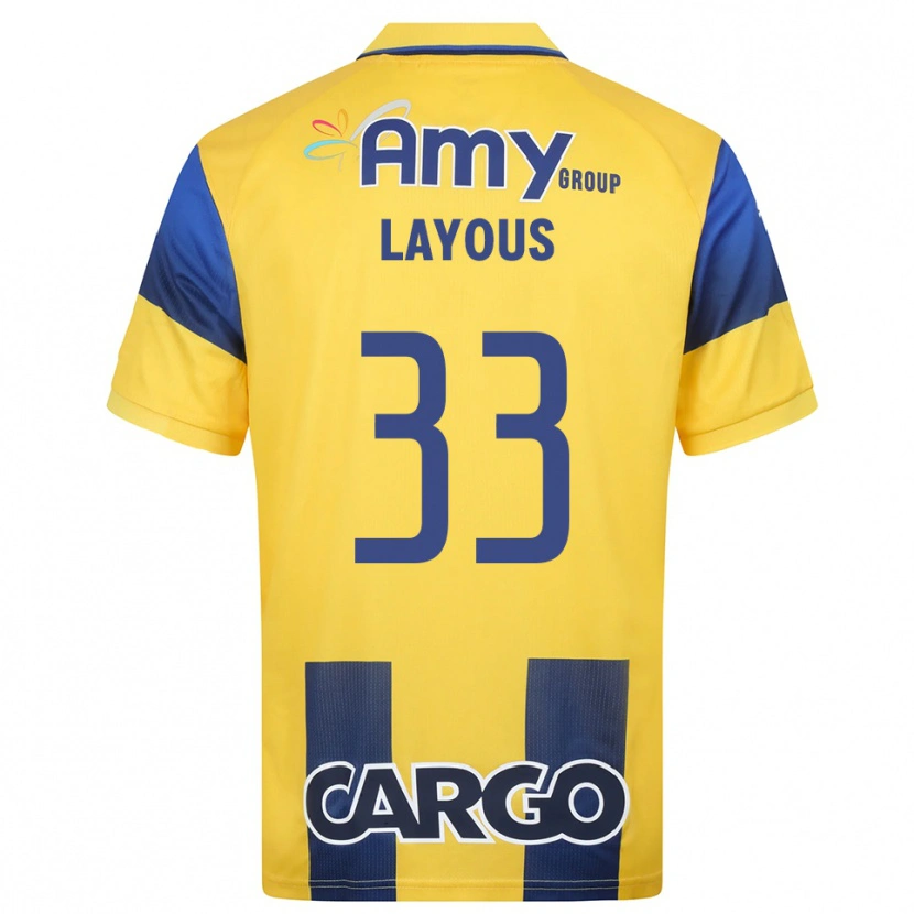 Danxen Kinder Hisham Layous #33 Gelb Marineblau Heimtrikot Trikot 2025/26 T-Shirt Österreich
