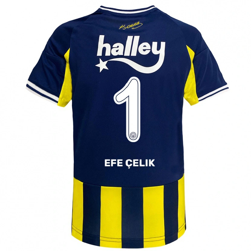 Danxen Kinder Mehmet Efe Çelik #1 Gelb Marineblau Weiß Heimtrikot Trikot 2025/26 T-Shirt Österreich