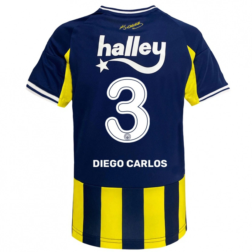 Danxen Kinder Diego Carlos #3 Gelb Marineblau Weiß Heimtrikot Trikot 2025/26 T-Shirt Österreich