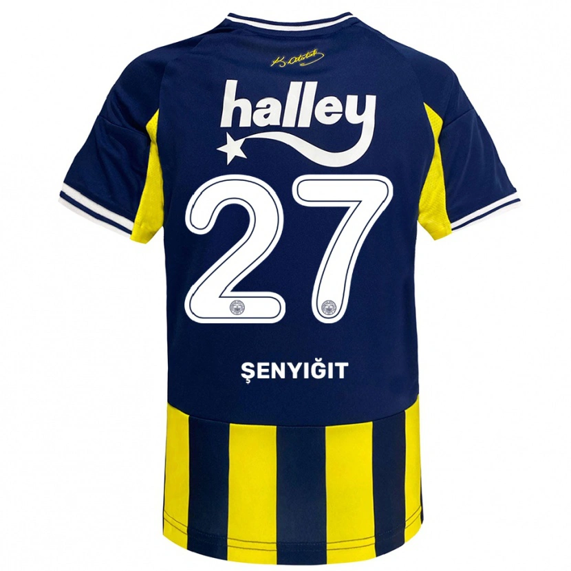 Danxen Kinder Enes Şenyiğit #27 Gelb Marineblau Weiß Heimtrikot Trikot 2025/26 T-Shirt Österreich