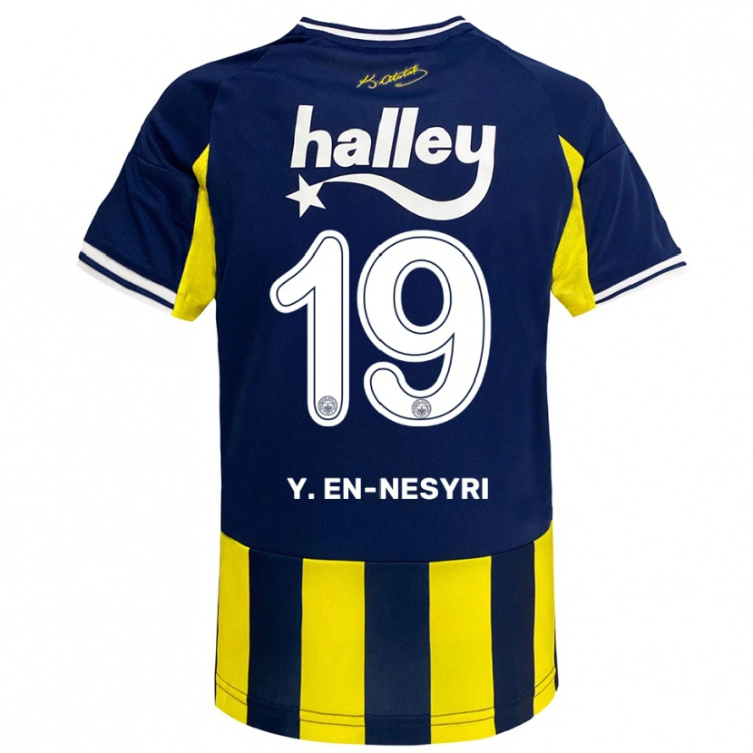 Danxen Kinder Youssef En-Nesyri #19 Gelb Marineblau Weiß Heimtrikot Trikot 2025/26 T-Shirt Österreich