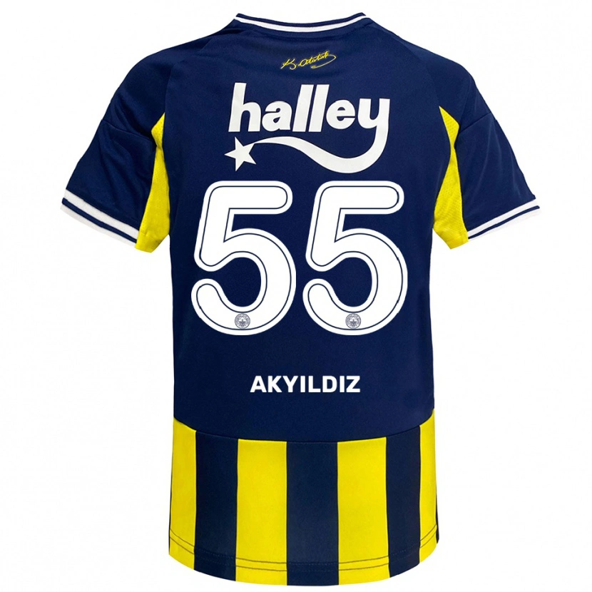 Danxen Kinder Mustafa Akyıldız #55 Gelb Marineblau Weiß Heimtrikot Trikot 2025/26 T-Shirt Österreich
