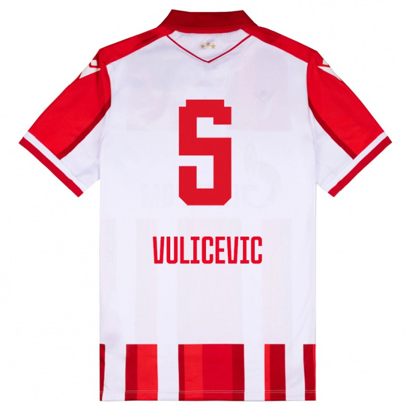 Danxen Kinder Ognjen Vulicevic #5 Rot Weiß Heimtrikot Trikot 2025/26 T-Shirt Österreich